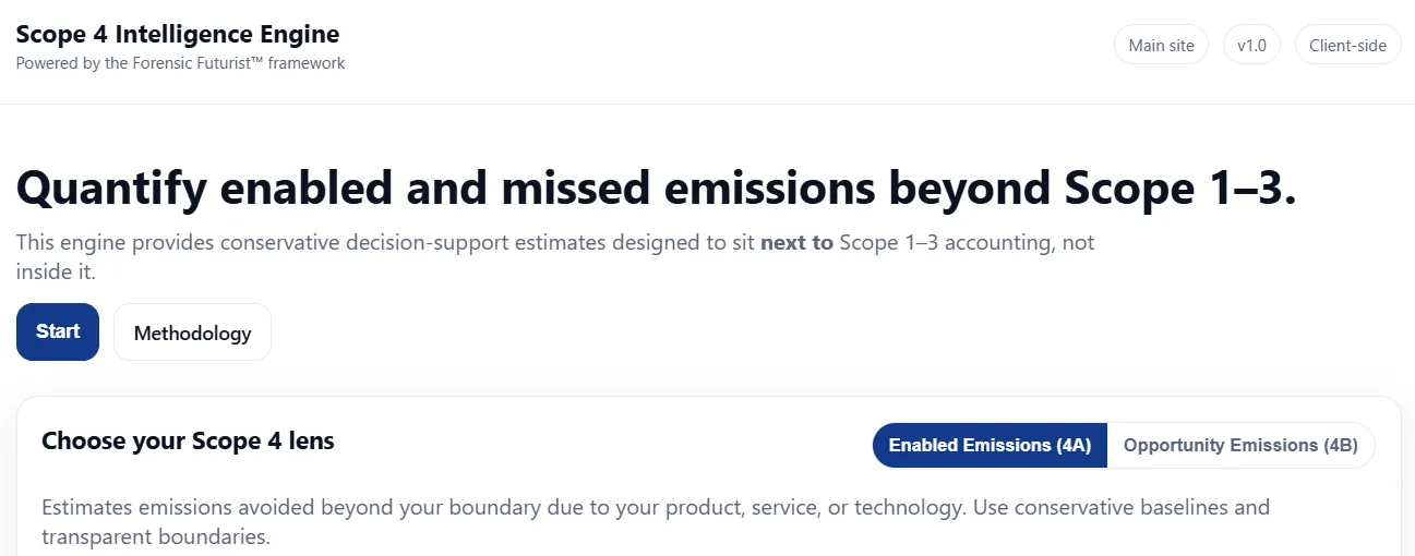 Screenshot preview of the Scope 4 Intelligence Engine